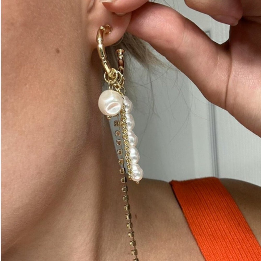 Faux Pearl Drop Earrings - Picture 2 of 5